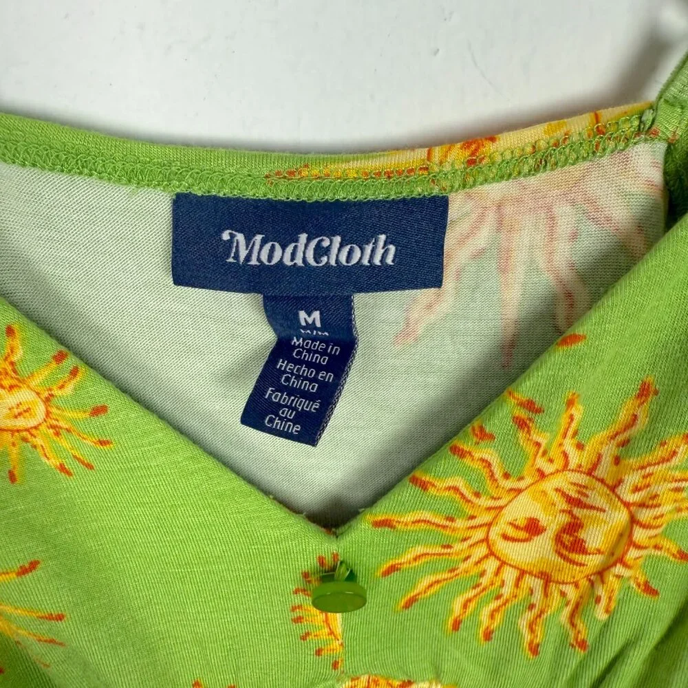 NWT Modcloth Seaside Vacay Slip Dress 90's Suns Lime Size Medium M NEW - Picture 6 of 11